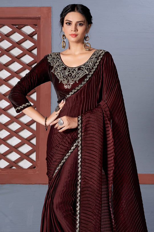 Brown Georgette Saree fancy saree