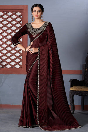 Brown Georgette Saree