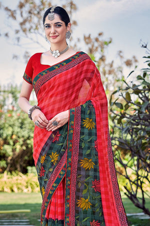 Candy Apple Red Georgette Saree