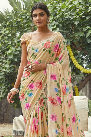 Caramel Beige Georgette Saree