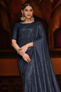 Charcoal Grey Geoegette Saree fancy saree