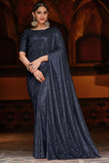 Charcoal Grey Geoegette Saree grey georgette saree