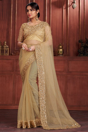 Daffodil Yellow Georgette Saree