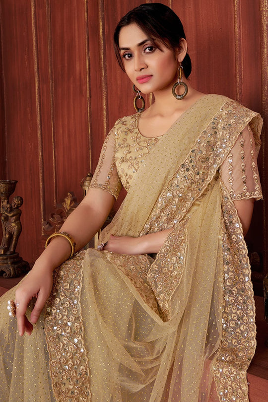 Daffodil Yellow Georgette Saree fancy saree