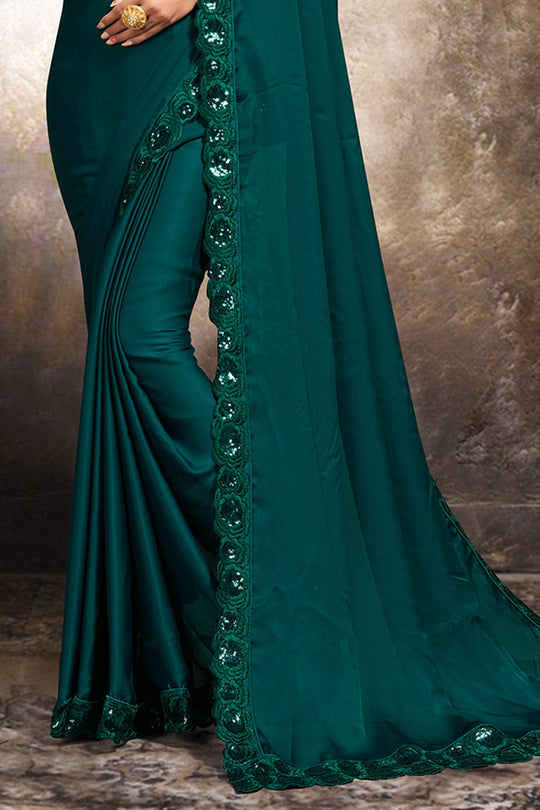 Emerald Green Georgette Saree designer saree