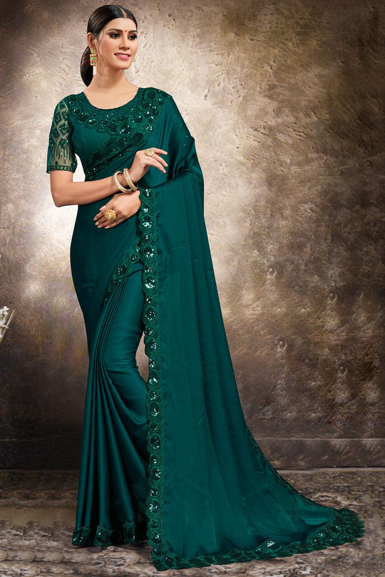 Emerald Green Georgette Saree georgette saree