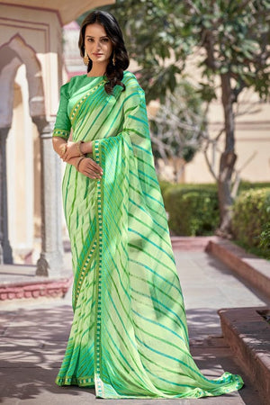 georgette saree, green saree