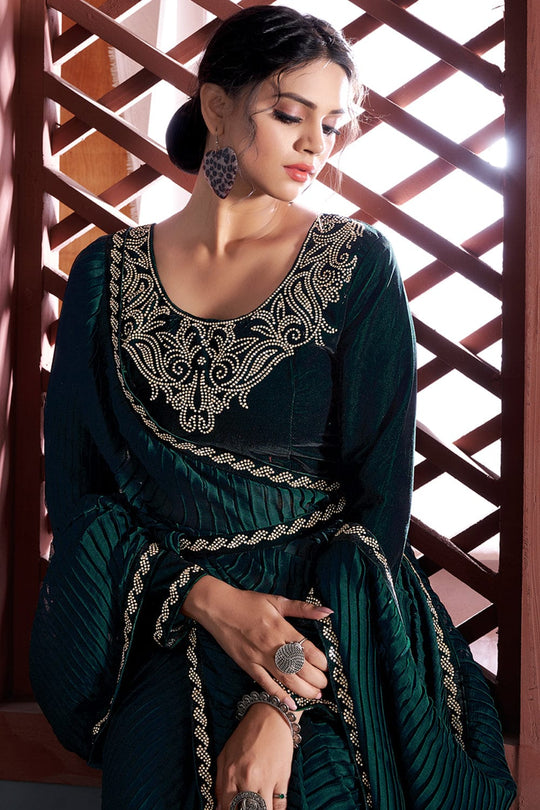 Forest Green Georgette Saree georgette saree