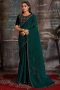 Forest Green Georgette Saree green georgette saree