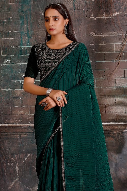 Forest Green Georgette Saree fancy saree