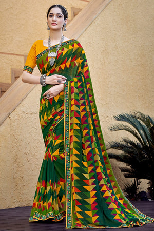 Forest Green Georgette Saree
