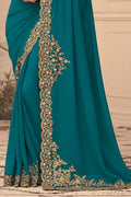 French Blue Georgette Saree designer saree