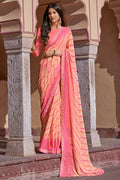 French Pink Georgette Saree georgette saree, pink saree