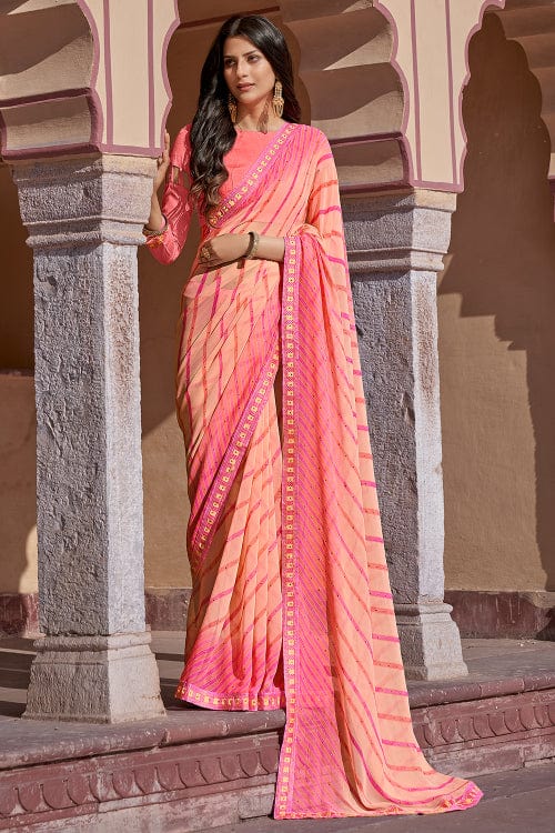 French Pink Georgette Saree georgette saree, pink saree