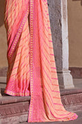 French Pink Georgette Saree fancy saree
