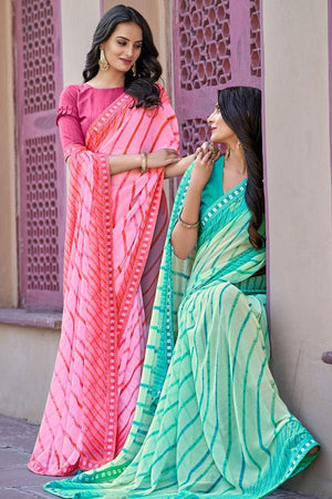 pink georgette saree