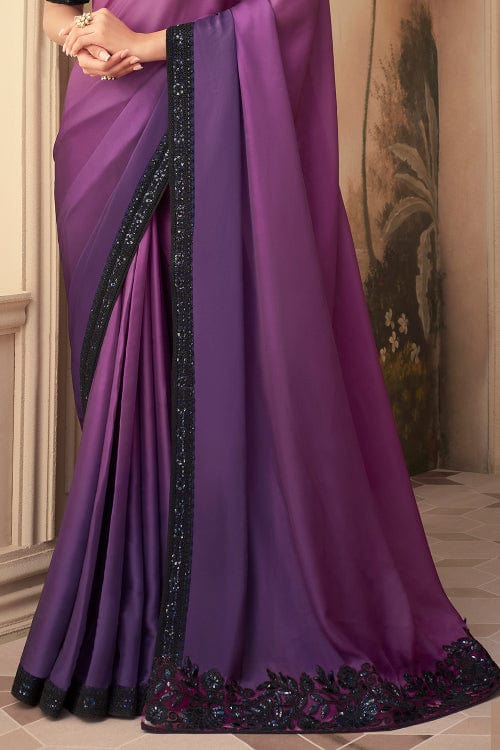 French Violet Georgette Saree sarees for women