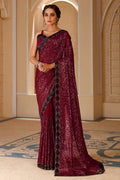 Garnet Maroon Georgette Saree maroon georgtte saree