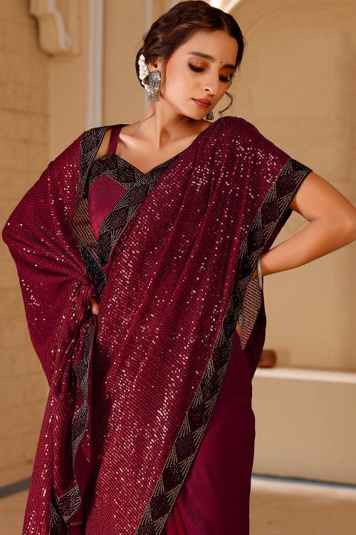 Garnet Maroon Georgette Saree georgette saree