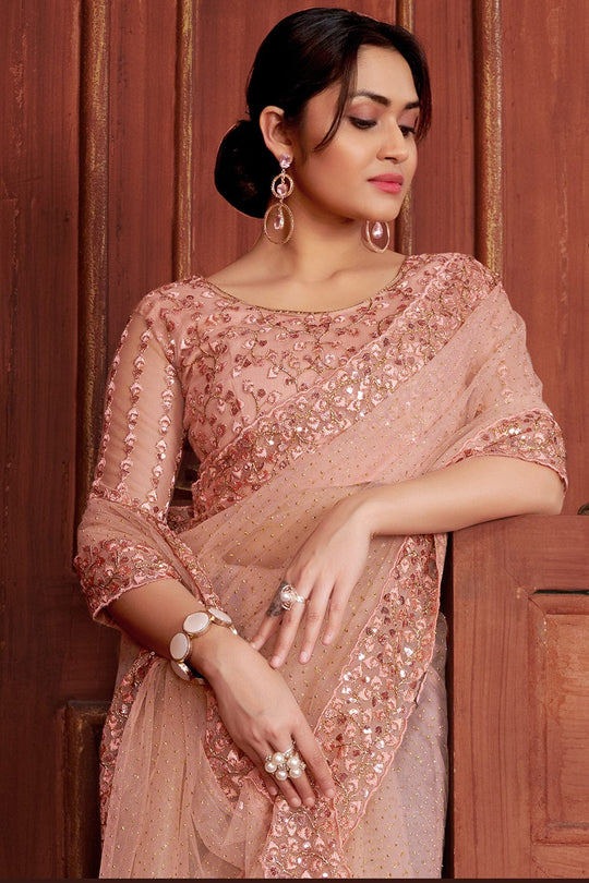 Grapefruit Pink Georgette Saree georgette saree