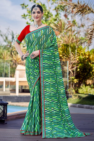 Green Georgette Saree