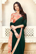 Green Printed Georgette Saree  georgette