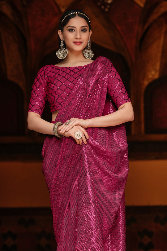 Hibiscus Purple Georgette Saree purple georgette saree