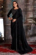Jet Black Georgette Saree black georgette saree