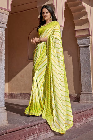 Lawn Green Georgette Saree