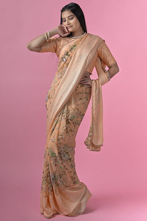 Light Orange Georgette Saree