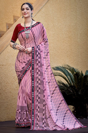 Lilac Purple Georgette Saree