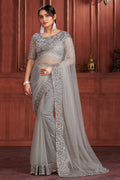 Metal Grey Georgette Saree Metal Grey Georgette Saree