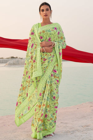 Mint Green Geogette Saree