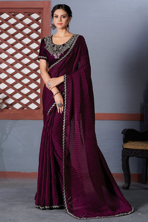 Mulberry Purple Georgette Saree