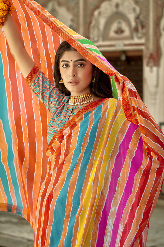 Multicolour Georgette Saree georgette saree