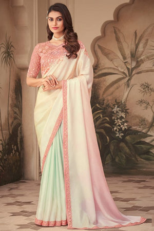 Pearl White Georgette Saree