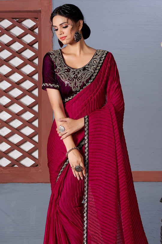 Peoney Pink Georgette Saree fancy saree