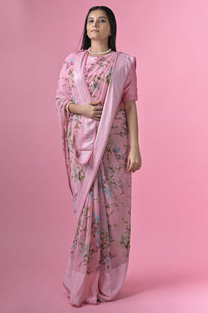 Pink Georgette Saree