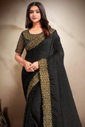 Raven Black Georgette Saree fancy saree