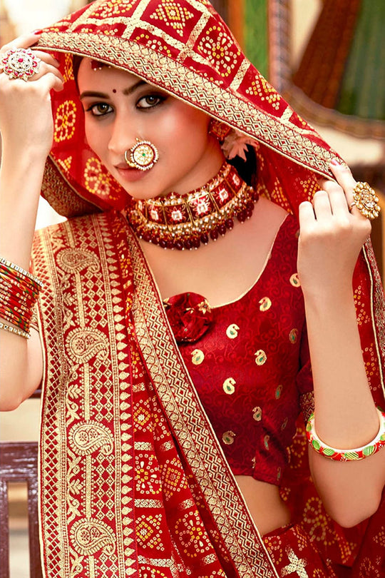 Rufous Red Georgette Saree fancy saree