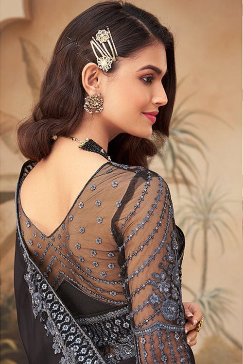 Shadow Black Georgette Saree designer saree