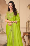 Sheen Green Georgette Saree green georgette saree