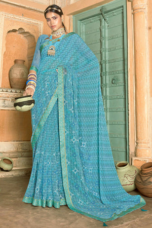 Sky Blue Georgette Saree