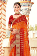Tiger Orange Georgette Saree fancy saree