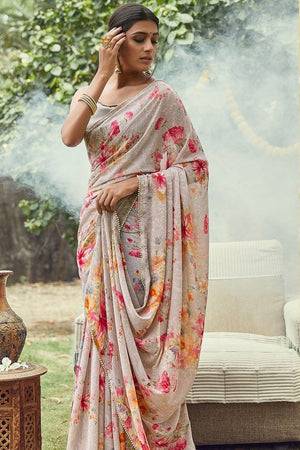 Warm White Georgette Saree
