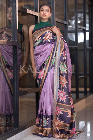 Lavender Purple Kalamkari Saree
