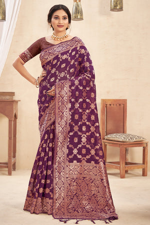 Mulberry Wine Cotton Saree