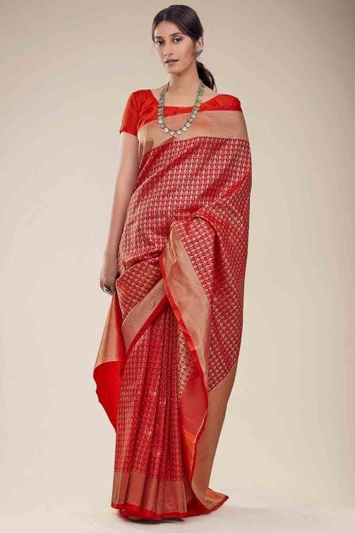 Apple Red Kanjivaram Saree Apple Red Kanjivaram Saree