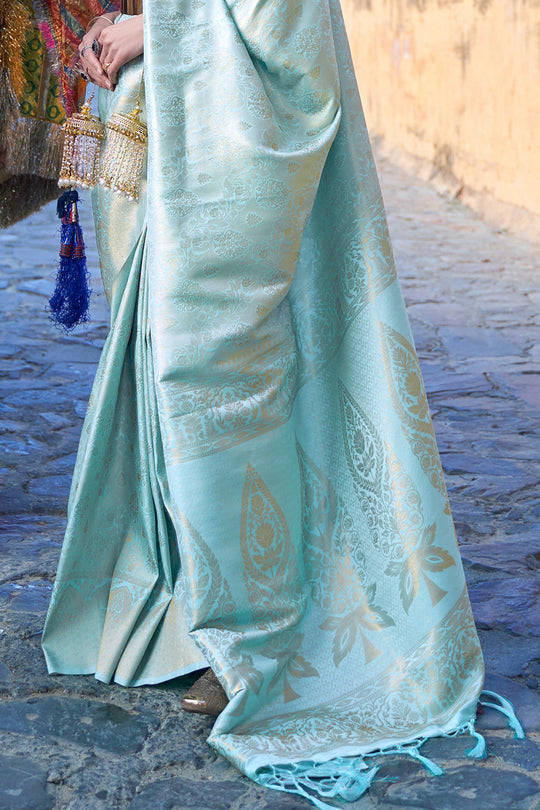 Baby Blue Kanjivaram Saree kanjivaram saree at best price