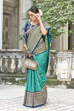 Bright Azure Blue Kanjivaram Saree
